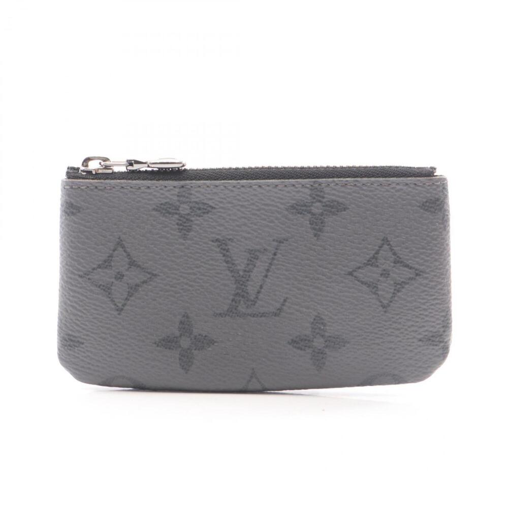 Louis Vuitton Pochette Clé Monogram Eclipse Reverse Wallet with Keyring, Coin...